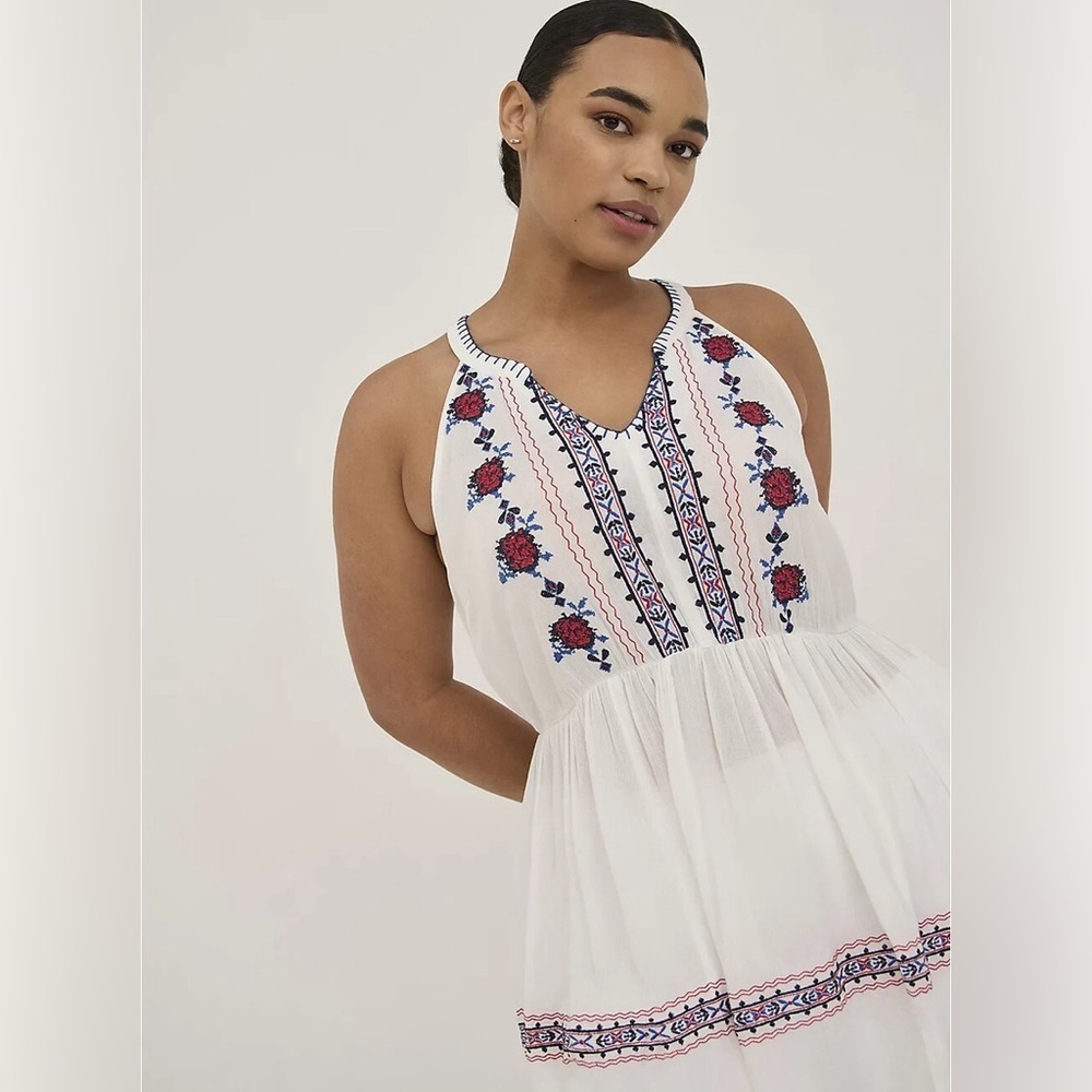 Torrid EMBROIDERED BABYDOLL TANK - GAUZE Cotton Sz L
